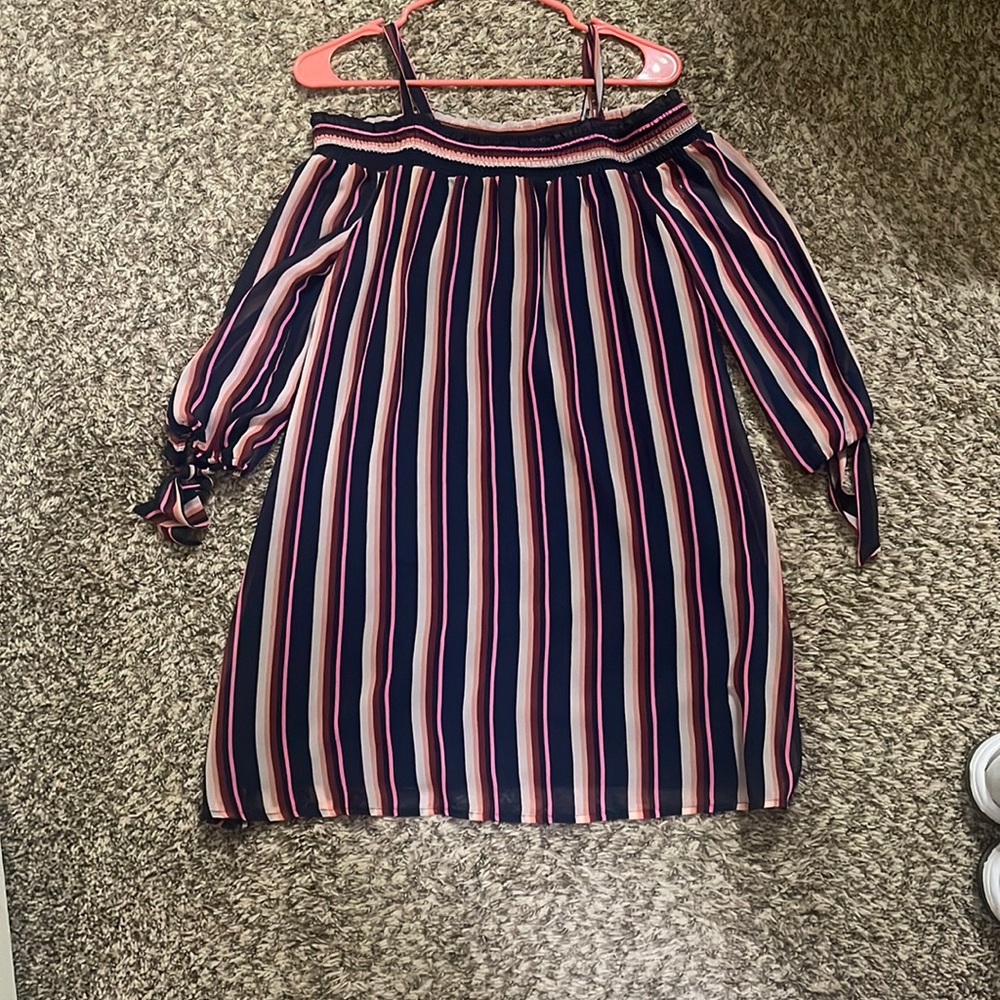 Striped strapless dress